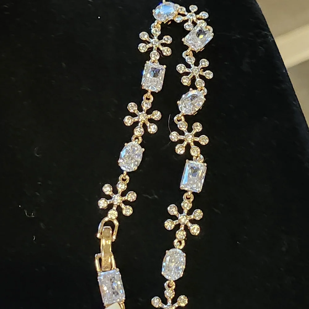Dazzling Gold and Silver Moissanite Snowflake And Cz Bracelet #35 - Picture 1 of 4